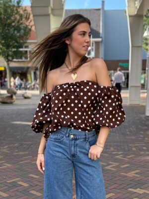 Bruine off shoulder blouse Dotje Bruine off shoulder blouse Dotje