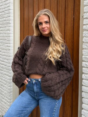 Bruine oversized kabel knit