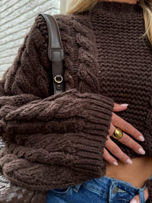 Bruine oversized kabel knit