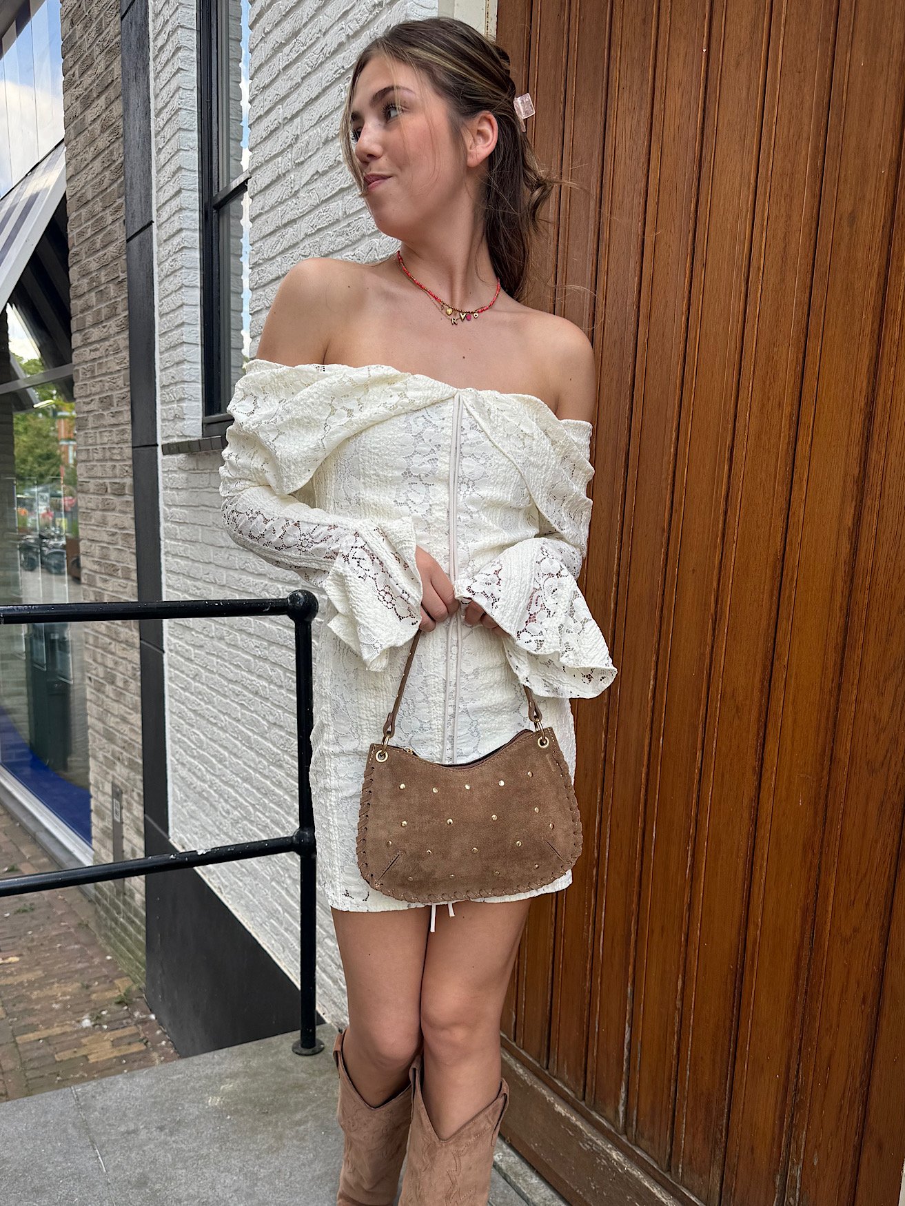 Ecru kanten jurk Amara