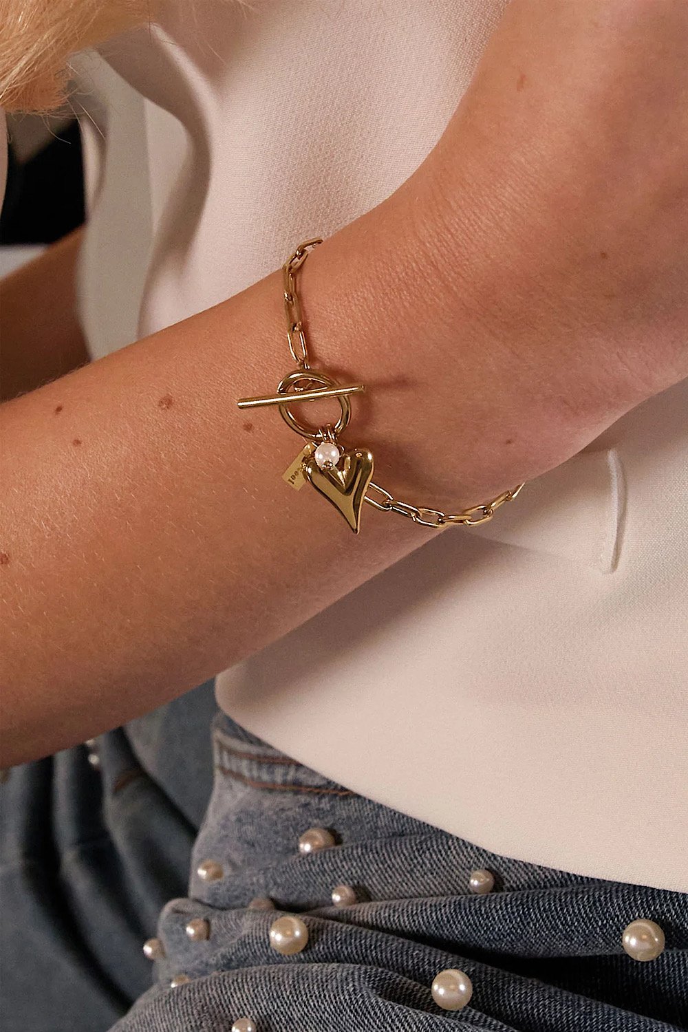 Heart Lock armband - Goud