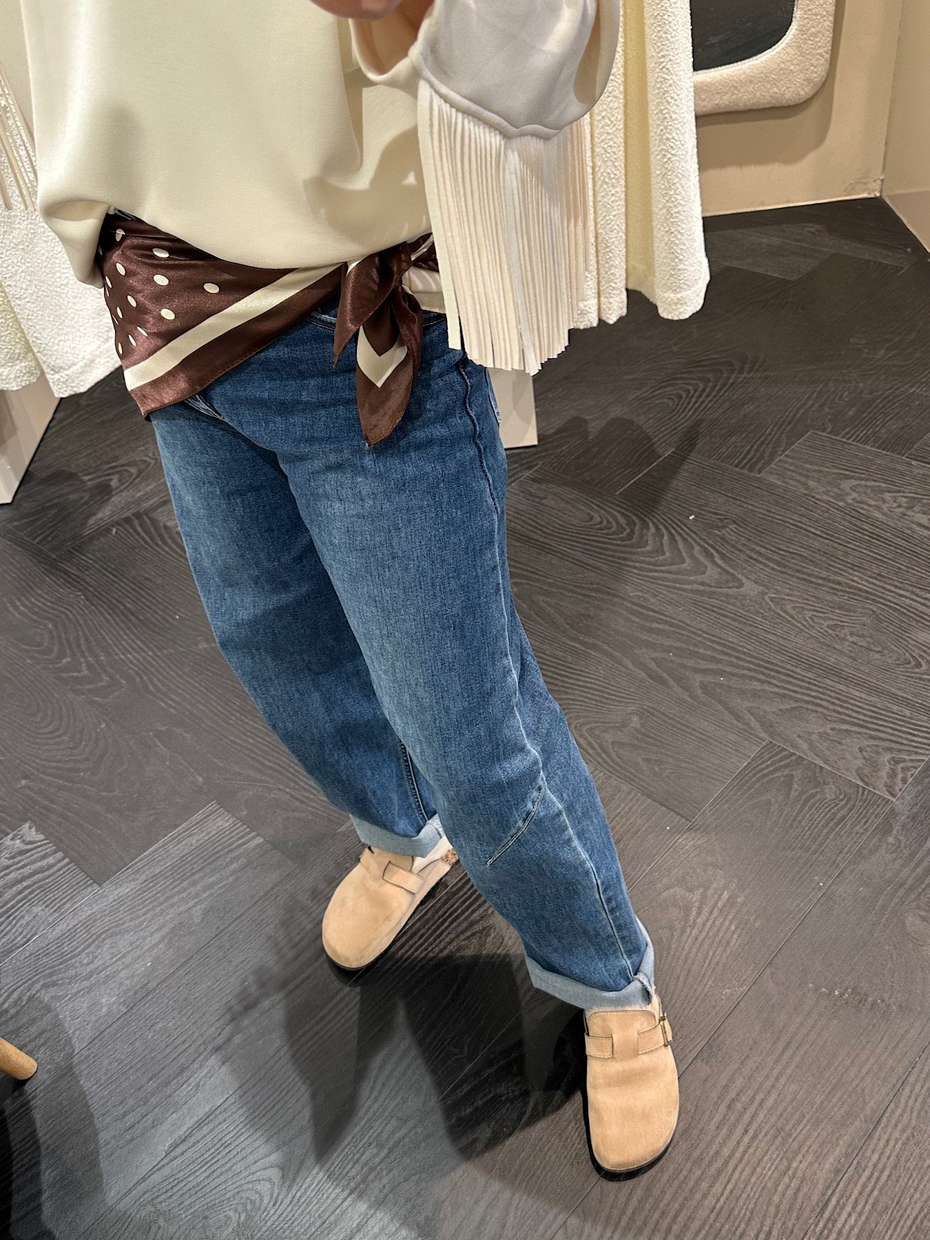 Polkadot sjaaltje - bruin