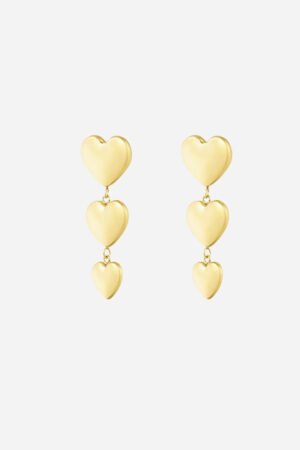 Triple Love oorbellen - Goud