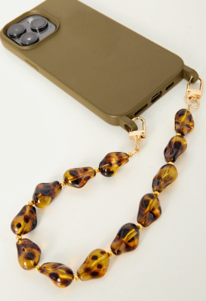 Acryl kralen telefoonkoord - panterprint