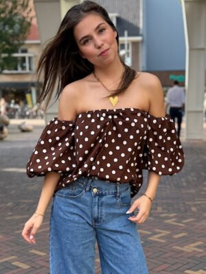 Bruine off shoulder blouse Dotje