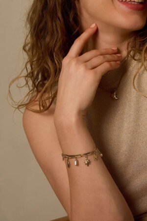 Crescent Moon Charm armband - Goud