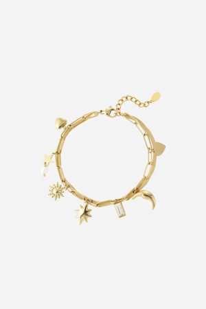 Crescent Moon Charm armband - Goud