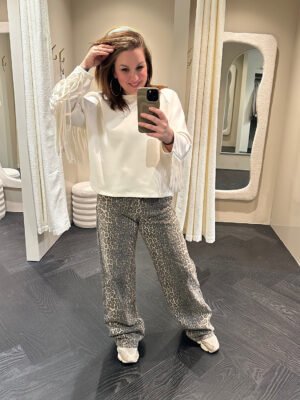 Extra tall leopard dad fit jeans - taupe