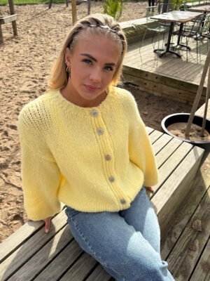 Gebreid vest met knoopjes Saar - Geel