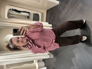 Gestreepte longsleeve Anne - bordeaux/ roze