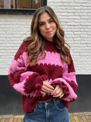Gestreepte Suze knit - Bordeaux/roze