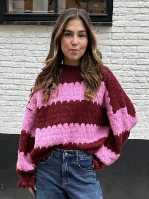 Gestreepte Suze knit - Bordeaux/roze