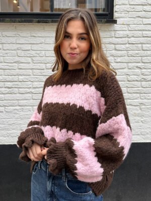Gestreepte Suze knit - Bruin/roze