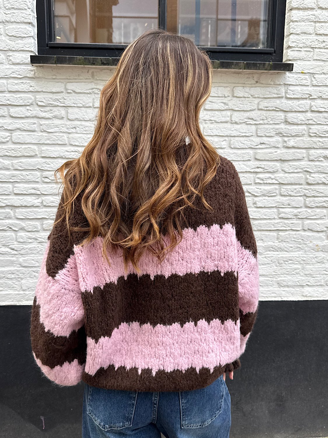 Gestreepte Suze knit - Bruin/roze