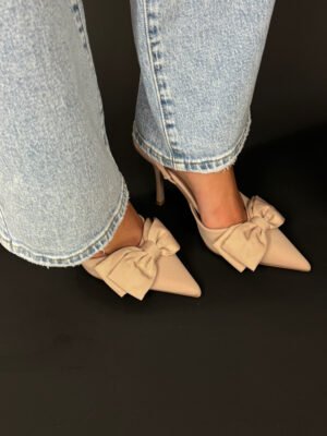 Hakken met strik - beige