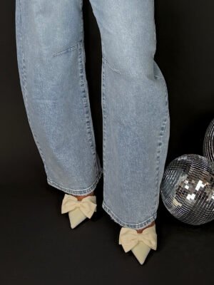 Hakken met strik - ecru