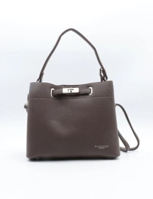 Handtas met zilver slotje 8510 - bruin