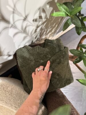 Khaki gebreide trui LUMI