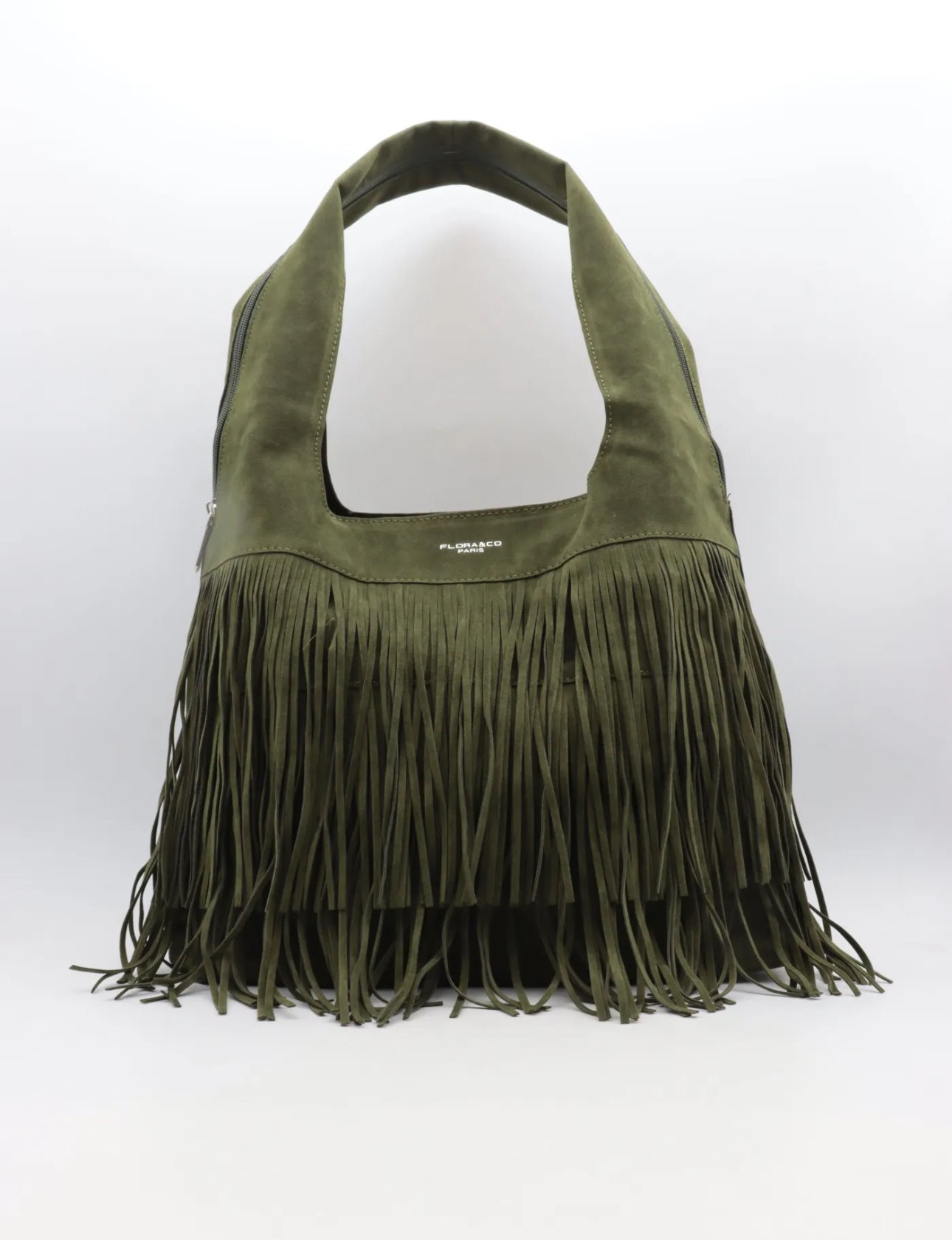 Khaki schoudertas met fringe 7516