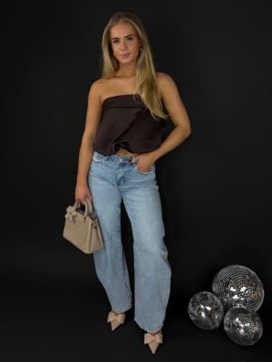 Satijnen bandeau top Poppy - bruin