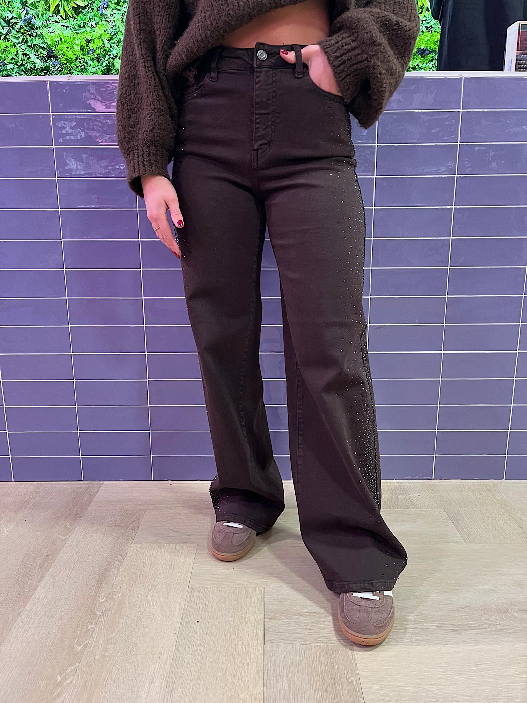 Sides strass jeans 3378-5 - bruin