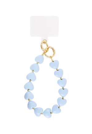 Telefoonkoord schattige hartjes - lichtblauw