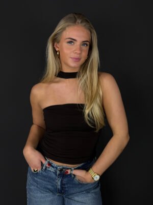 Top met choker - bruin
