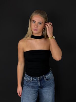 Top met choker - zwart