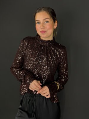 Top met open rug Esmay - bruin