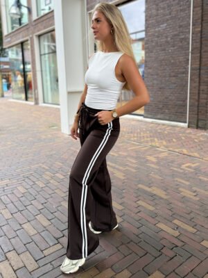ZM - Bruine wide leg met strepen Novi