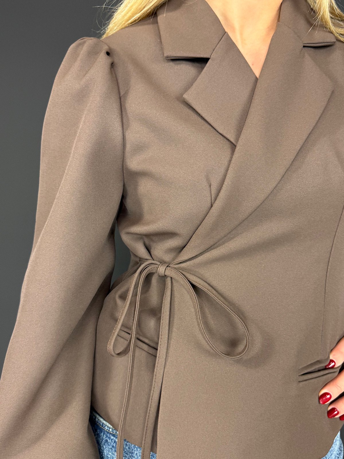 ZM - cropped strik blazer Elodie - Bruin