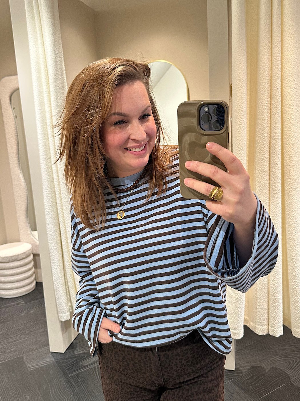 ZM - gestreepte longsleeve - blauw/ bruin