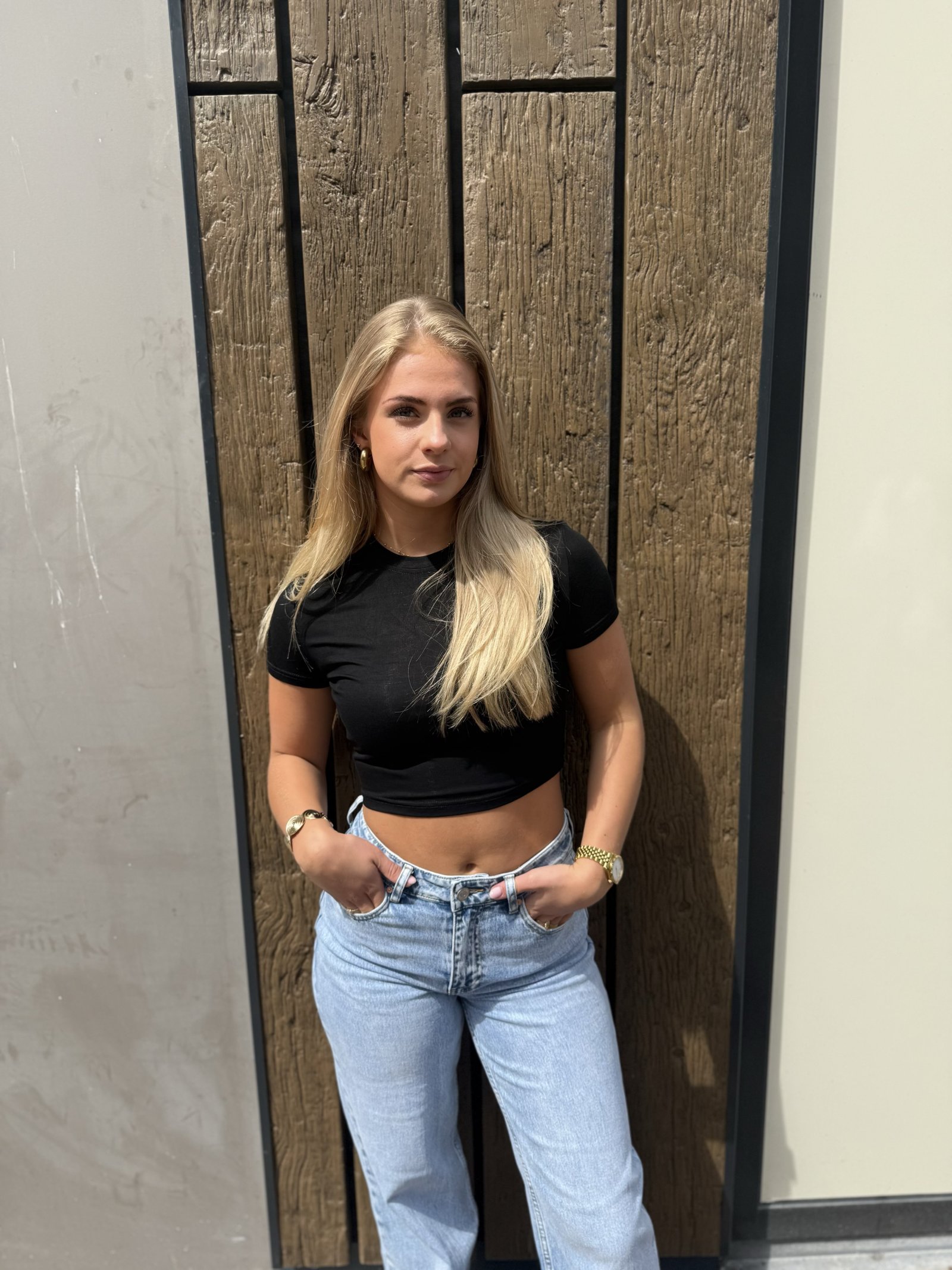 Zwart cropped shirtje Debby