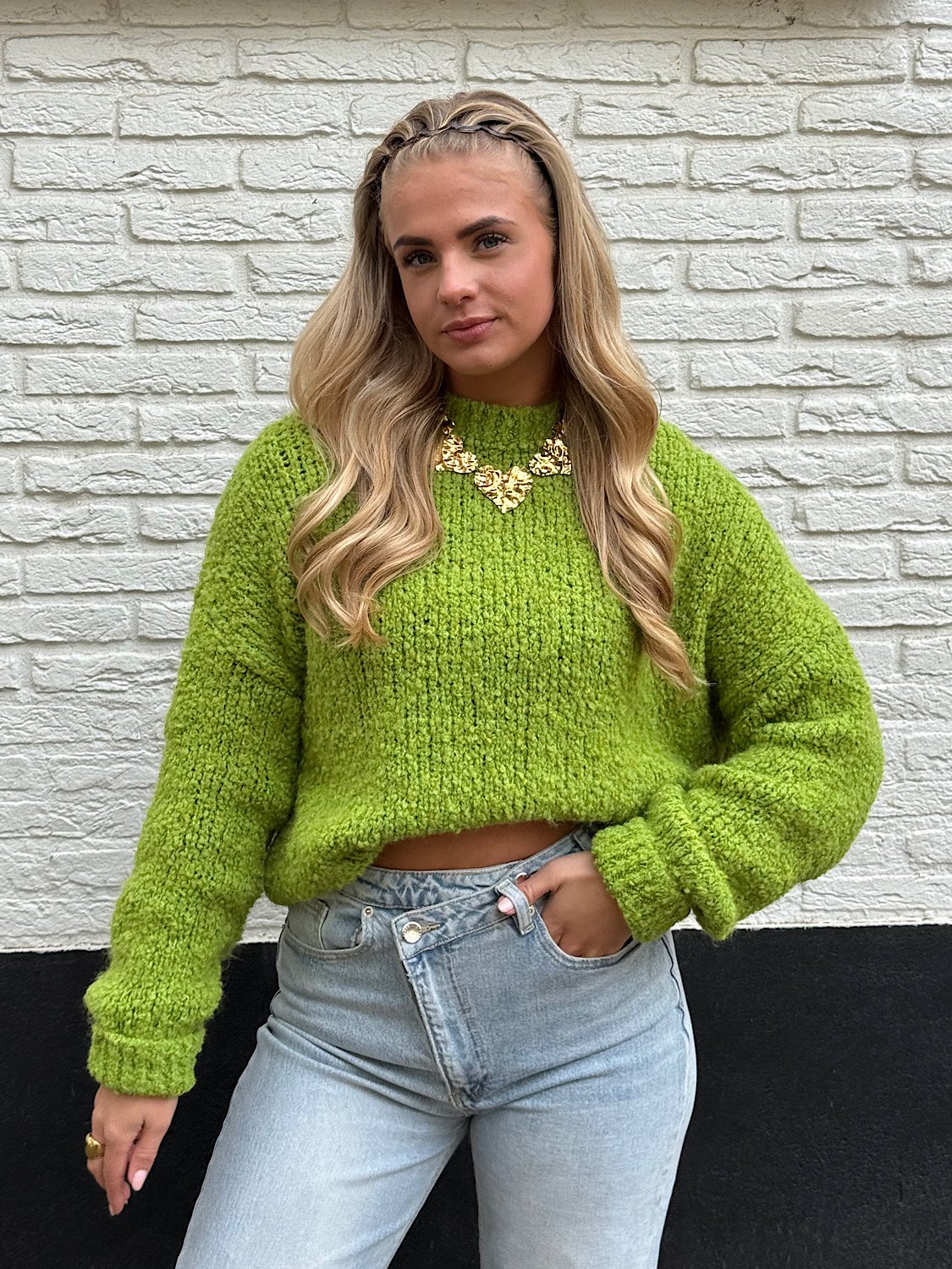 Avocado groene fluffy trui