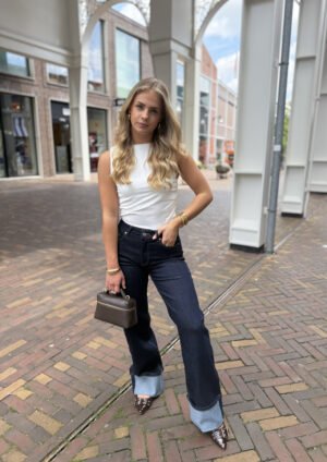 Basic top vierkanten hals Luna - wit