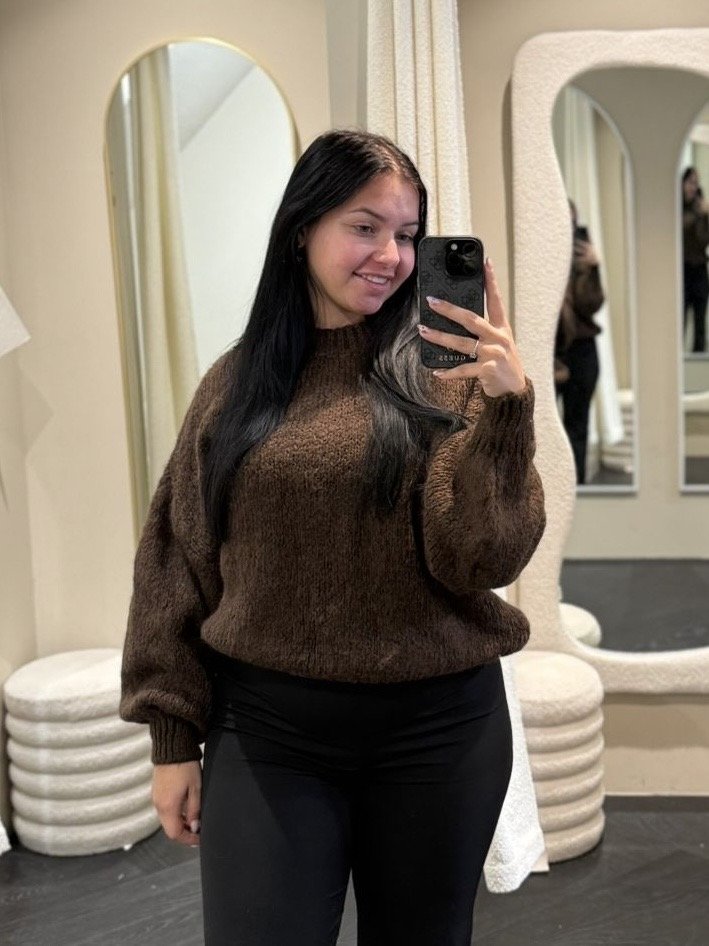 Bruine gebreide trui LUMI