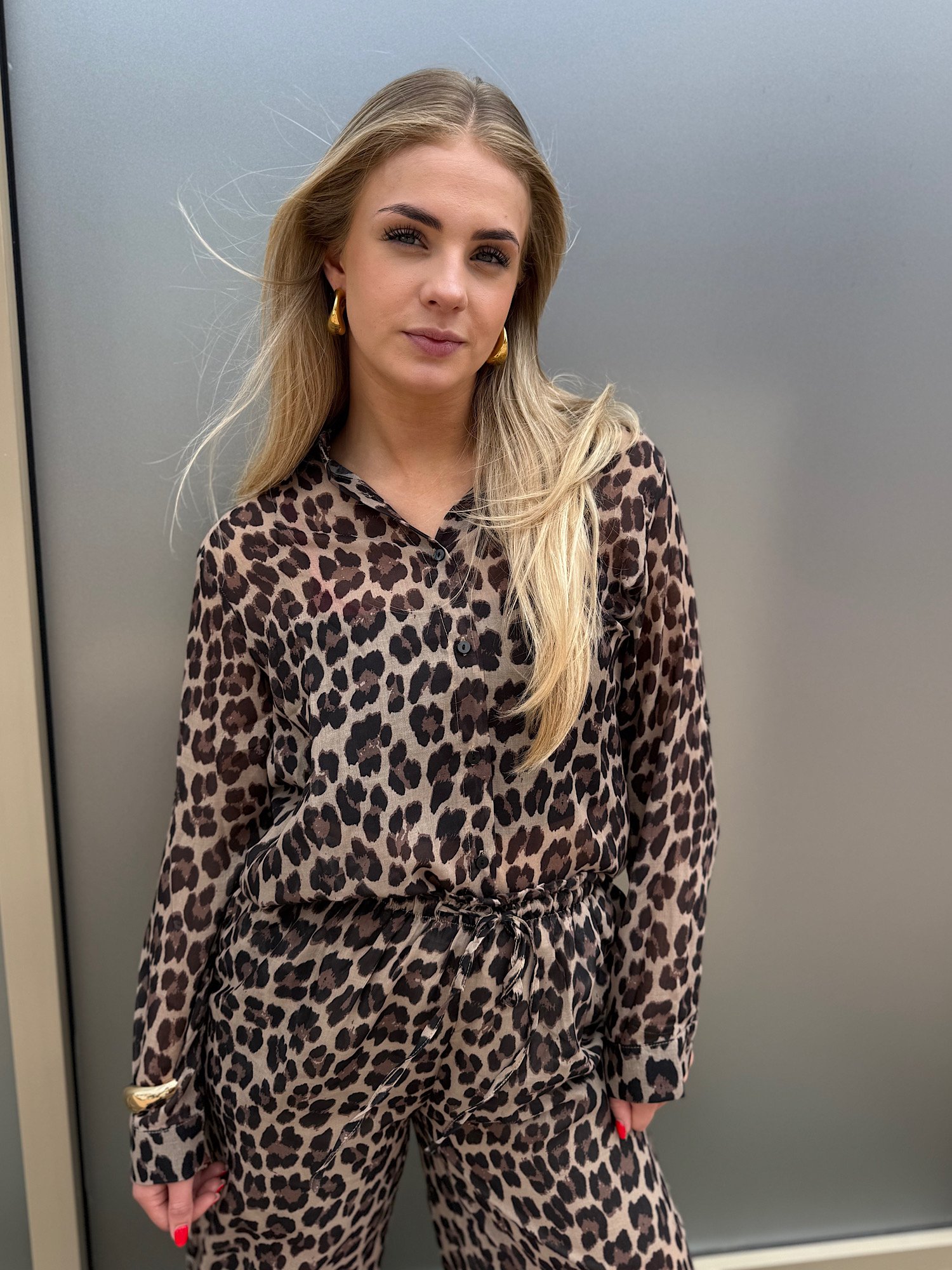 Bruine leopard print blouse