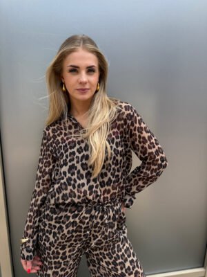 Bruine leopard print blouse