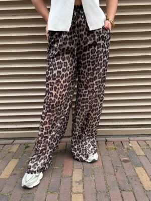 Bruine leopard wide leg broek Bruine leopard wide leg broek