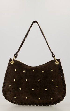 Bruine suede Casey tas met studs