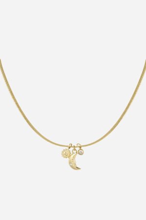 Crescent Moon Charm ketting - Goud