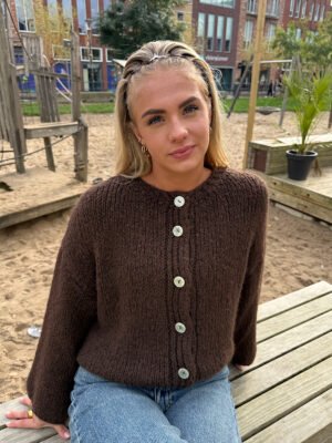 Gebreid vest met knoopjes Saar - Bruin