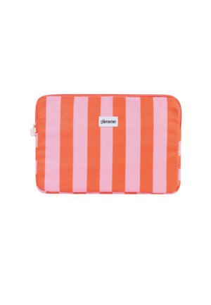 Gestreepte laptophoes - oranje/ roze