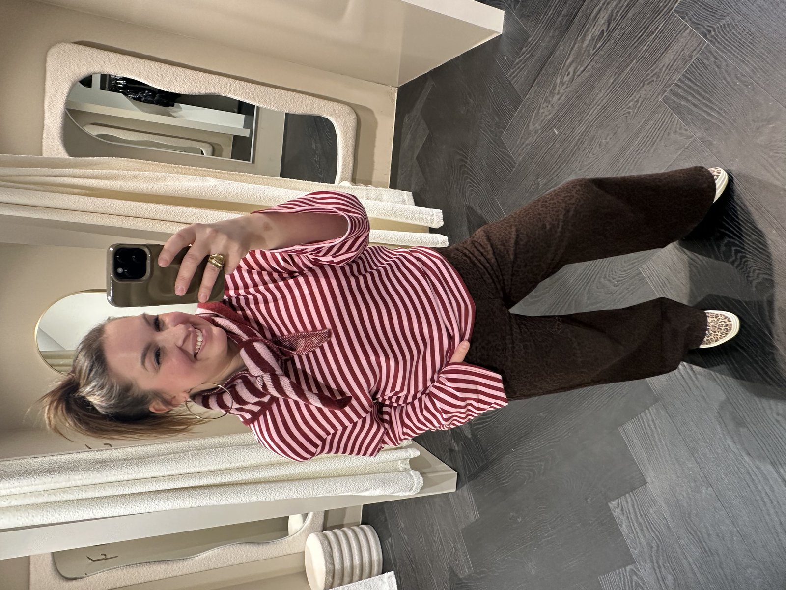 Gestreepte longsleeve Anne - bordeaux/ roze