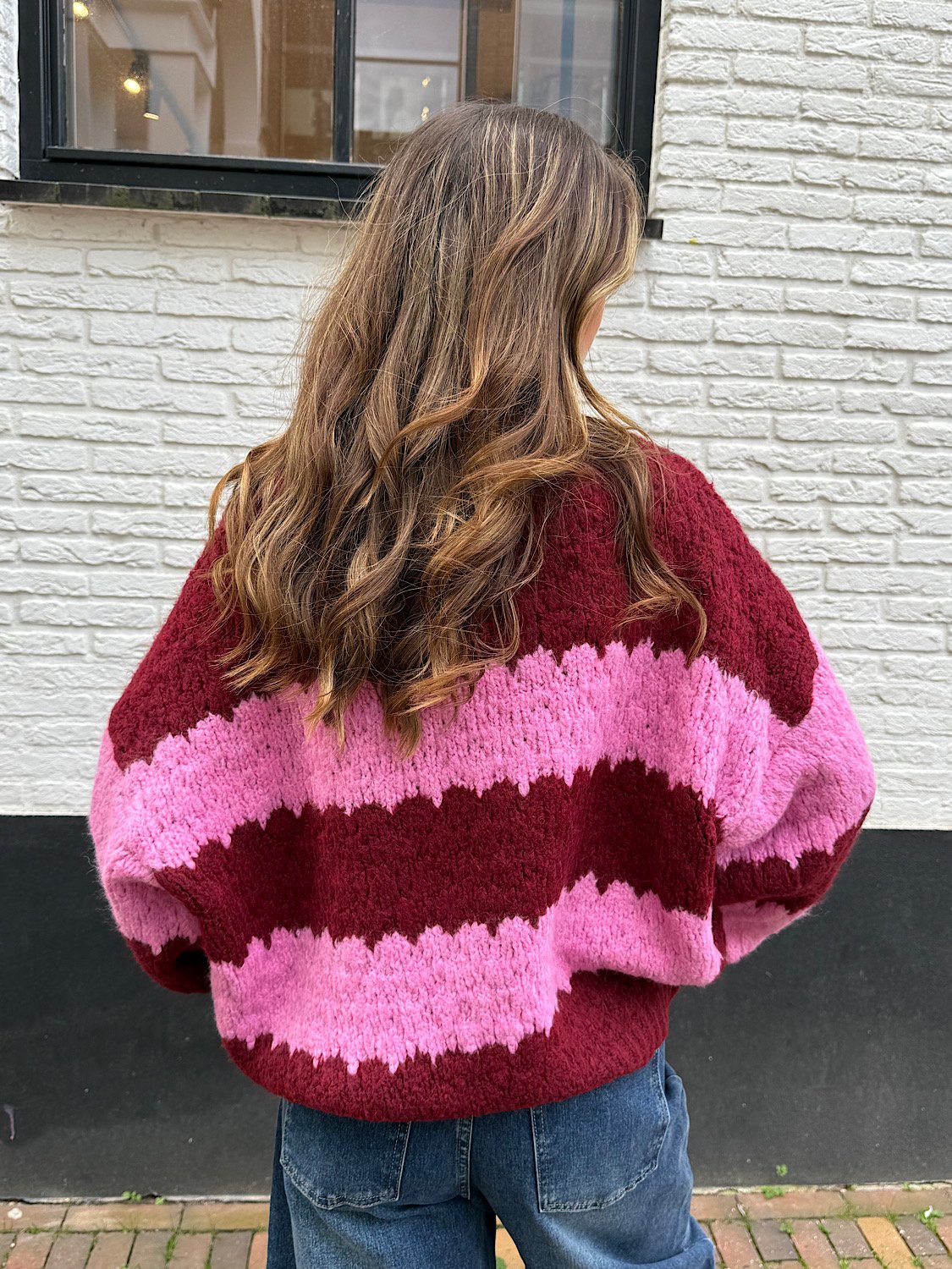 Gestreepte Suze knit - Bordeaux/roze