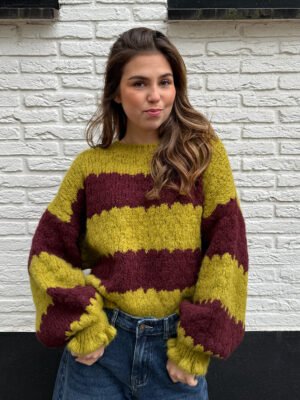 Gestreepte Suze knit - Bruin/avocado
