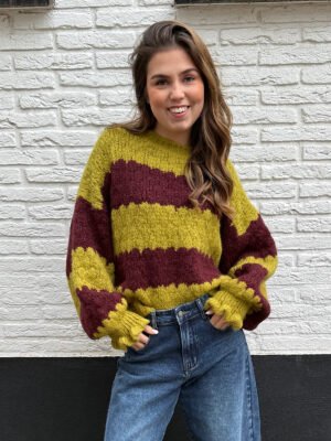 Gestreepte Suze knit - Bruin/avocado