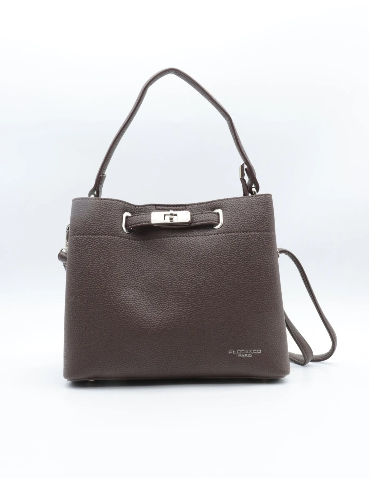 Handtas met zilver slotje 8510 - bruin