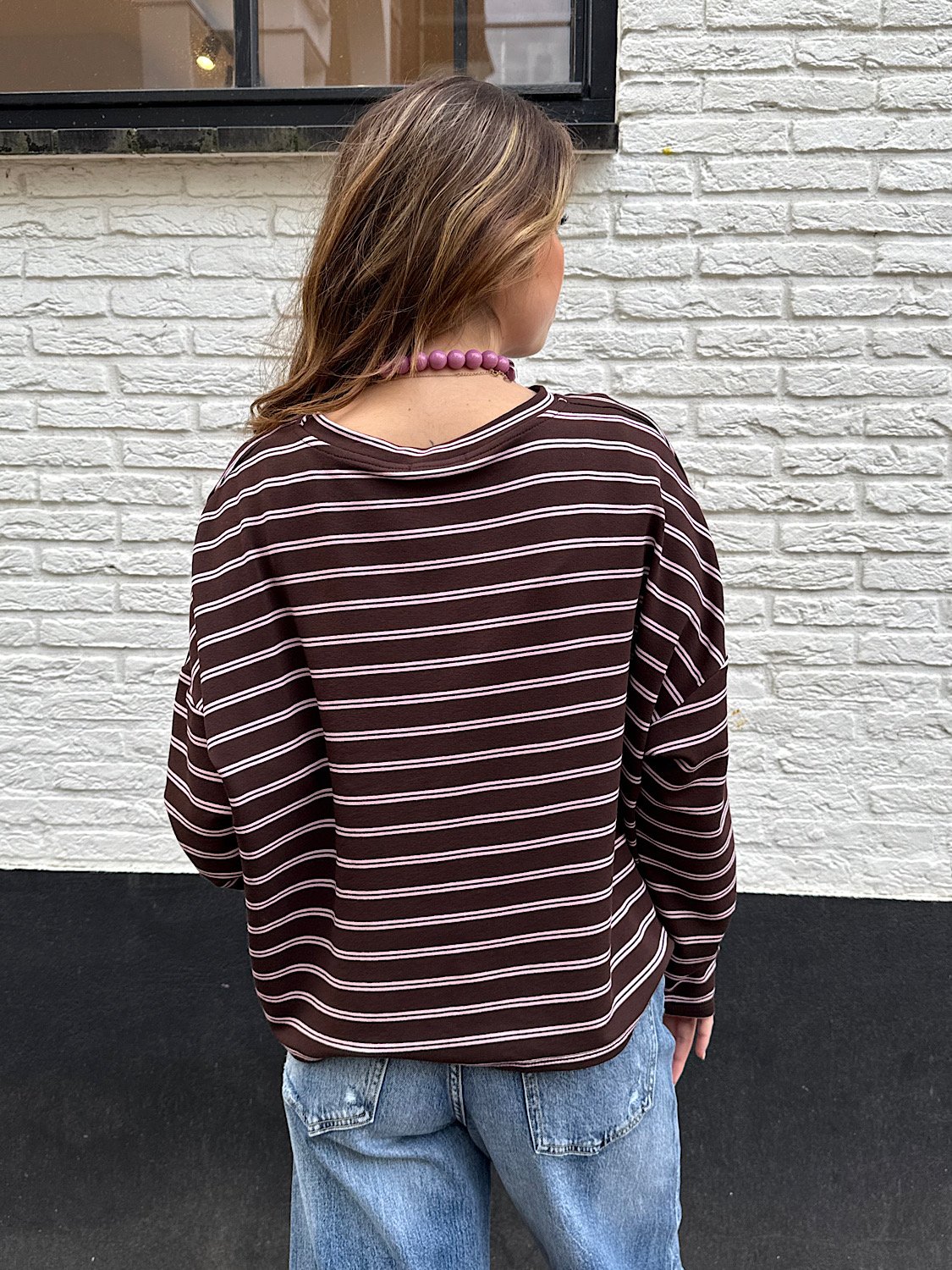 Longsleeve shirt Emily - bruin/ roze