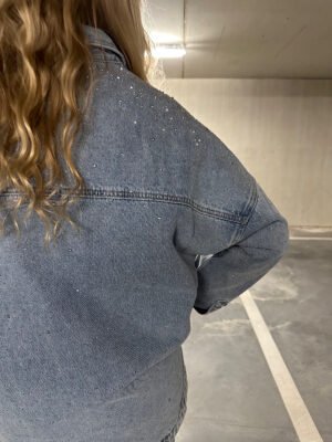Oversized jack met strass - lichtblauw
